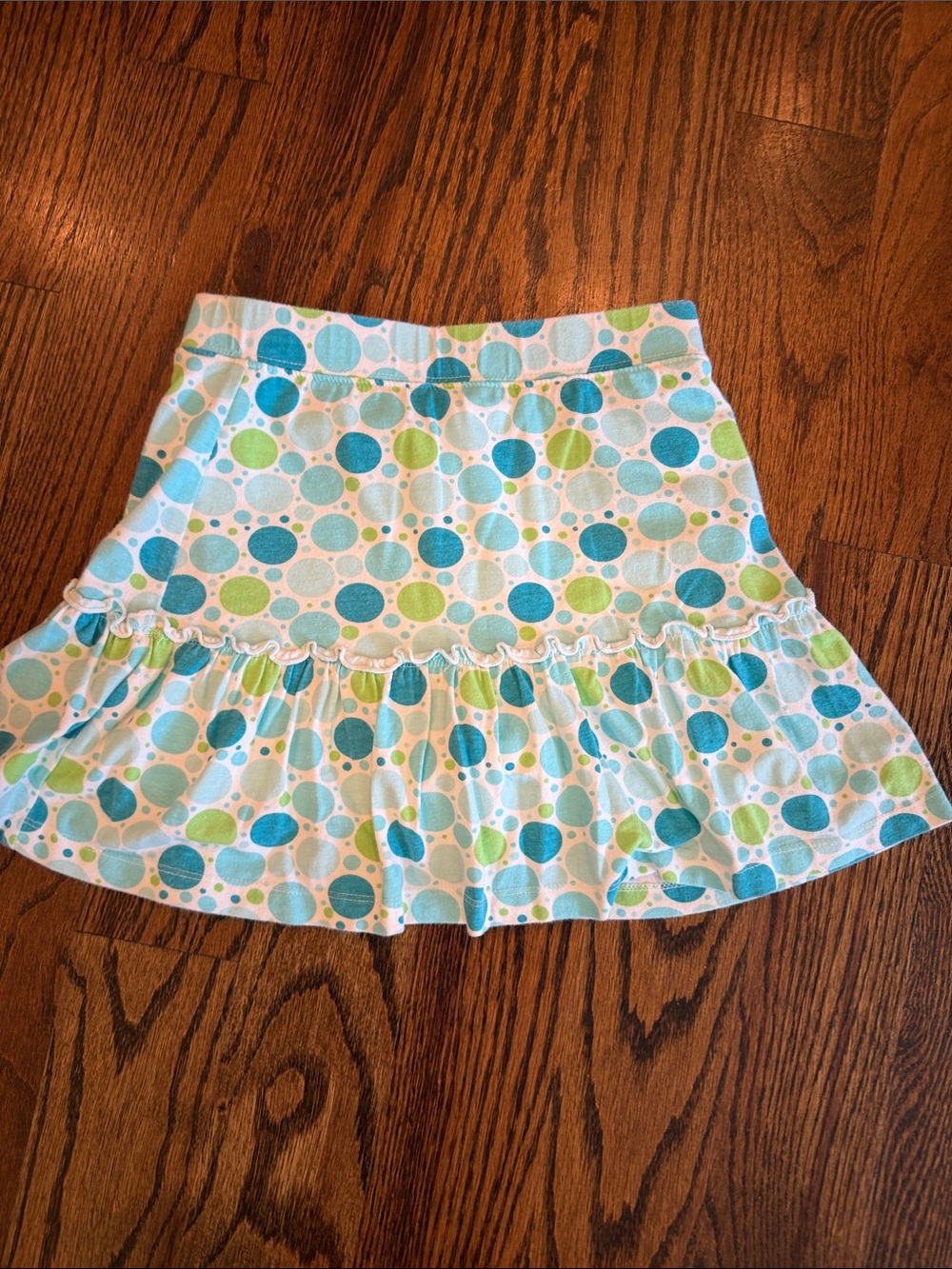 J. Khaki Blue & Green Polka Dot Ruffle Skort